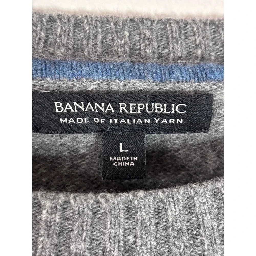 Banana Republic Mens Extra Fine Merino Wool Crewneck Sweater Grey L 379057-01